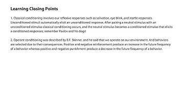Learning closing points - Intro to Psychology