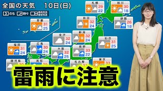 9月10日(日)の天気予報　関東や東北は日差し届く　西日本は雨が降りやすい