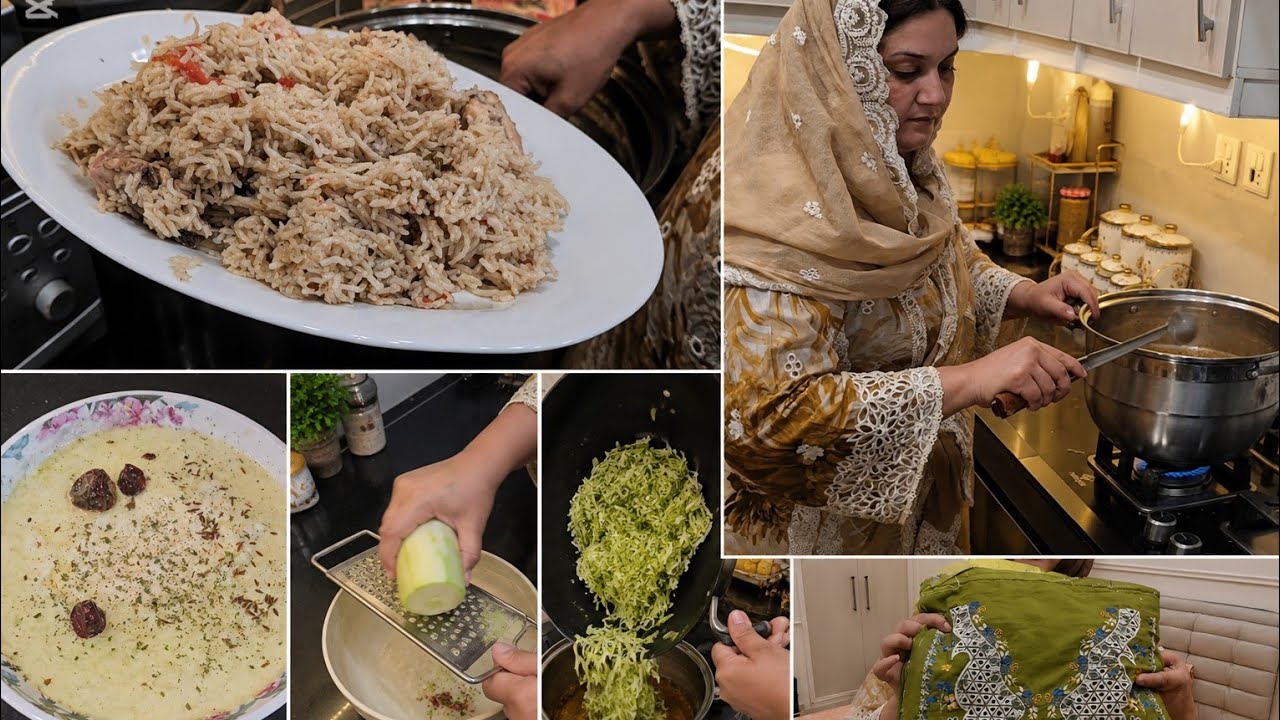 Shazi k ghar khana bna k bheja || Loki ka raita || New Lawn dresses || Chicken pulao