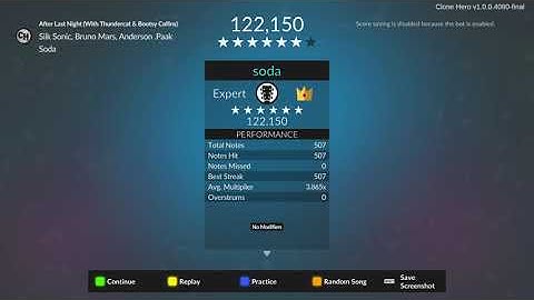 After Last Night (With Bootsy Collins & Thundercat) By Silk Sonic | Clone Hero Chart