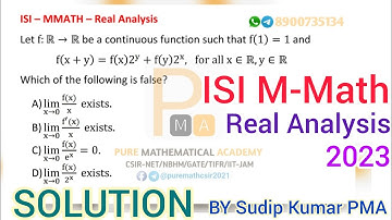ISI MMath 2023 | Real Analysis Solution | Mathematics | ISI Entrance Exam | by Sudip Kumar PMA