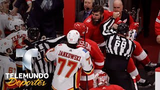 ¿Hockey o MMA? La pelea del siglo en la pista de hielo | Videos Virales | Telemundo Deportes