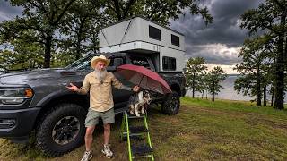 48 Hours Solo Truck Camping Oklahoma Thunderstorms | Grilled Burrito