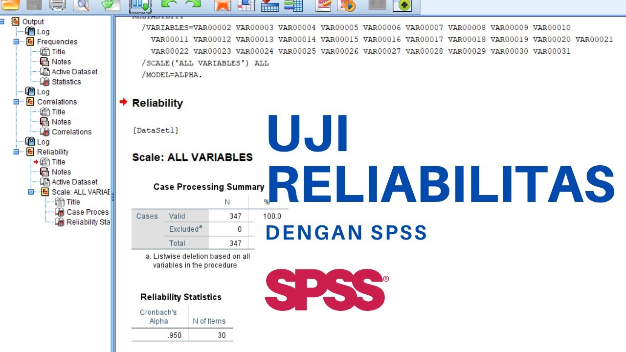 UJI RELIABILITAS DENGAN SPSS - YouTube