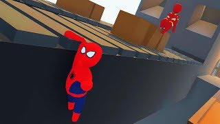 Супергерои Я СЛОМАЛ ПАРКУР УРОВЕНЬ В HUMAN FALL FLAT пластилиновые герои Володя Человек Паук и Железный Человек