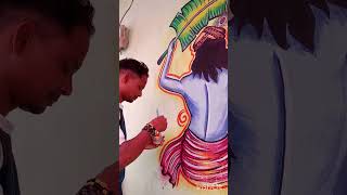 new design radha Krishna marriage wall painting art  next video #shortvideo #artvideo #pentingvideo