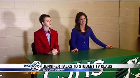 Jennifer Copeland talks to student TV class