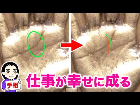 【手相】趣味が仕事になり、仕事が幸福に変わる手相【運命転換太陽線】