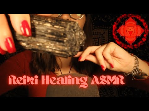 ASMR Root Chakra🌹 Affirmations, Finger Flutters, Plucking, Crystals, Reiki 