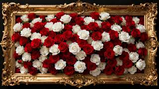 Red & White Roses in a Golden Frame 🌹🤍 | 4K Frame TV Art | Dramatic Romantic TV Wallpaper screenshot 5