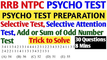 RRB NTPC PSYCHO TEST | SELECTIVE ATTENTION TEST | ADD OF ODD NUMBERS SHORT TRICK| Sum of Odd Numbers