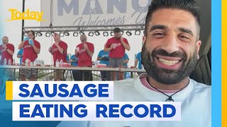 Aussie sets new sausage eating world record | Today Show Australia by TODAY 2,469 views 7 days ago 1 minute, 52 seconds