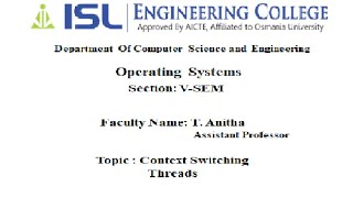 CSE Lecture 9 Context Switching and Threads
