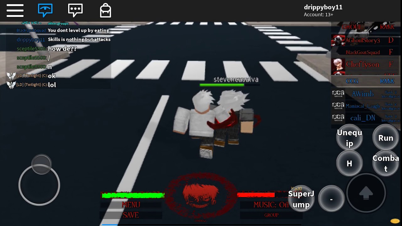 Tokyo Ghoul Bloody Nights How To Play On Mobile Roblox Youtube - roblox tokyo ghoul bloody nights ranks