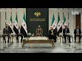 الرئيس الشرع في كلمة عقب تلقيه التهنئة بمناسبة عيد الفطر لدينا أولويات منها إنهاء مشكلة المخيمات الرئيس الشرع في كلمة عقب تلقيه التهنئة بمناسبة عيد الفطر لدينا أولويات منها إنهاء مشكلة المخيمات