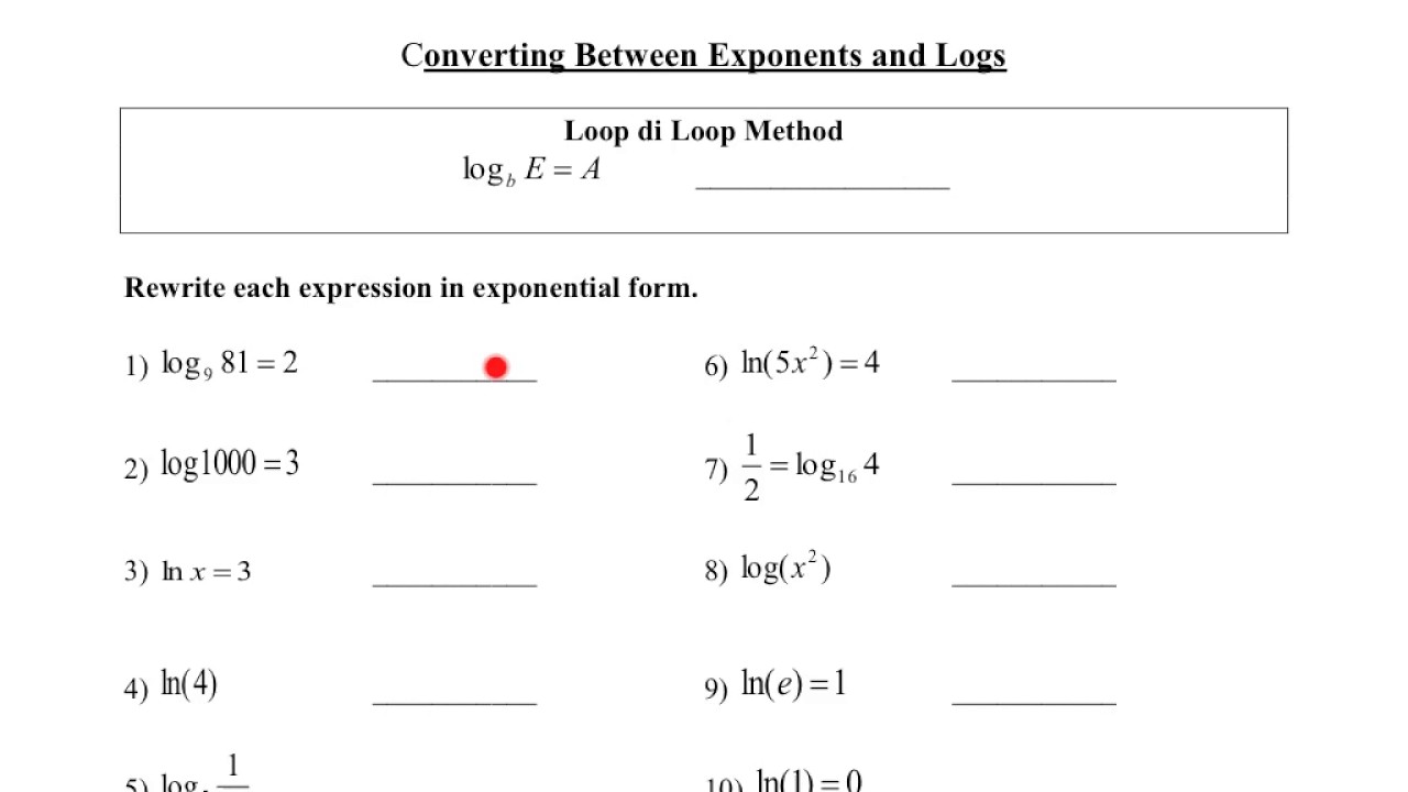 homework 3.2 graphing logs and exponents