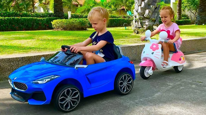 Mili and Stacy Pretend Play with Ride On Cars Toy