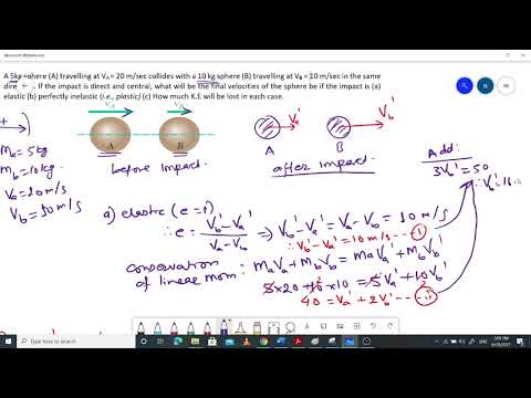 Direct Central Impact (Numerical example)
