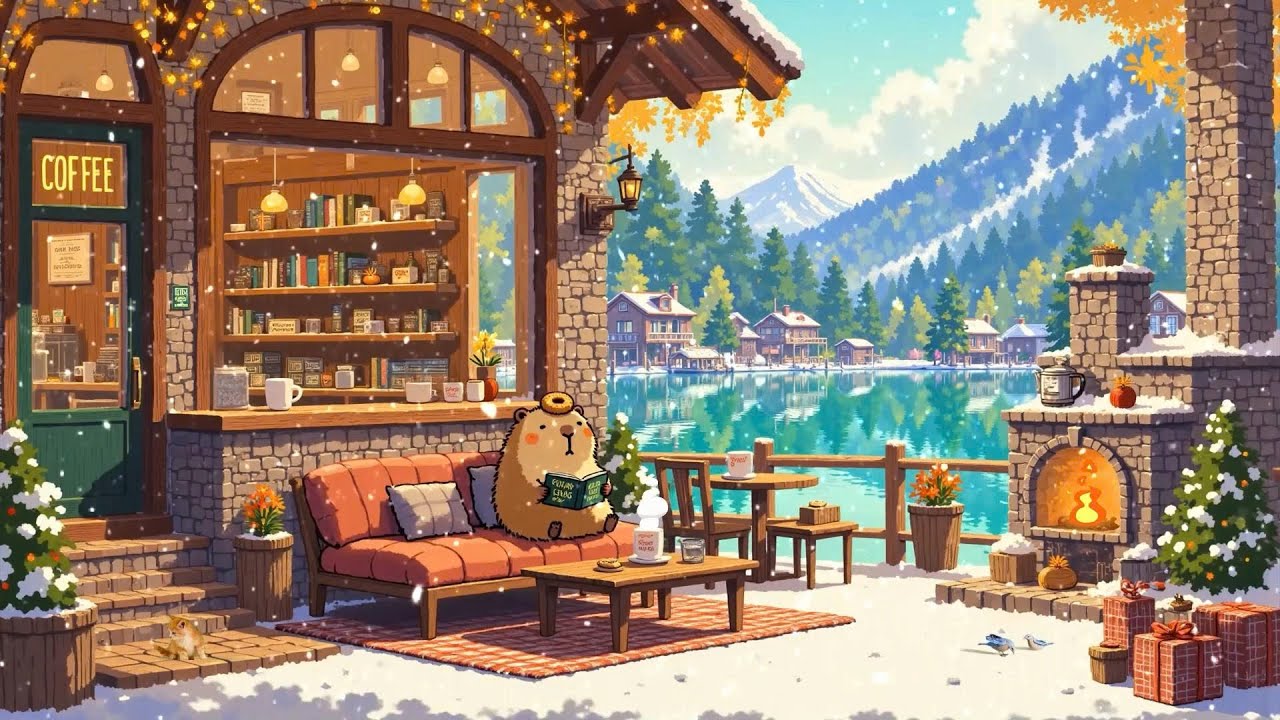 Peaceful Lakeside Porch ☕ Relaxing Winter Lofi in Lakeside & ❄️Lofi Deep Focus to study/work/relax