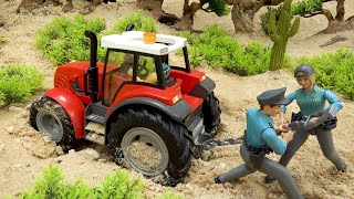 Police Rescue Tractor Trapped from the Mud | Toy Police Car Story | BIBO TOYS