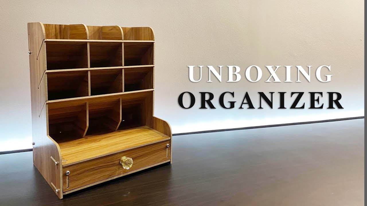 Wooden Desk/Pen Organizer Storage UNBOXING + ASSEMBLING 