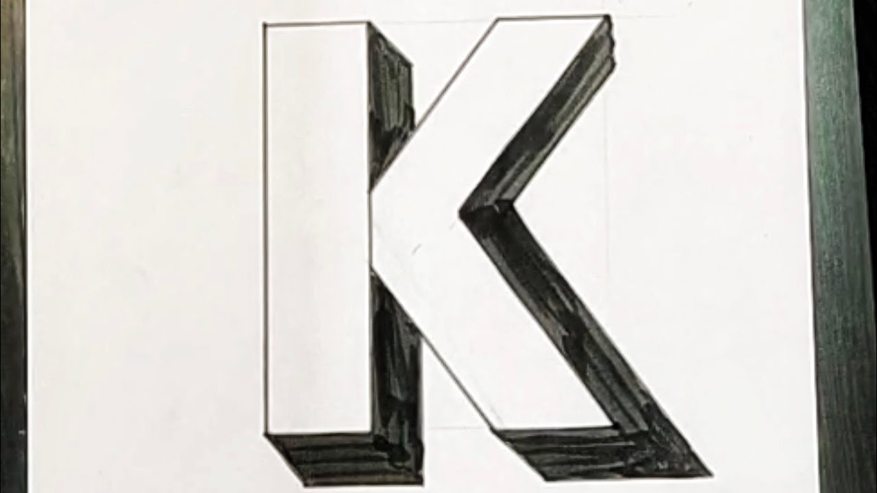 Lettering Artwork | How To Write Capital K | K Letter Drawing | 3d ...