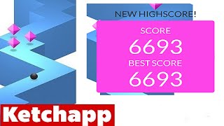 ZIGZAG by Ketchapp | High Score 6000+ (6693) Old World Record (iPhone Gameplay Video) screenshot 3