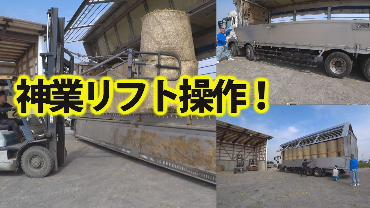 【会社員実家農業手伝う】2020ロールしたワラをトラックに積み込み神業リフト操作を