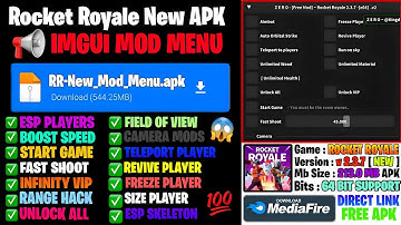 Rocket Royale 🚀 NEW IMGUI Mod Menu APK 💯% Working!! - Esp Mods & Unlock Everything Features 🔥