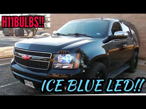 NEW ICE BLUE LED H11 BULBS ON MY CHEVY TAHOE !!!