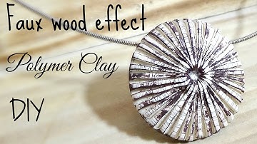 Faux wood pendent polymer clay tutorial ENGLISH