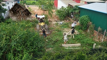 Wonderful Start new project!! landfill by team dump truck with skill dozer push soil clearing forest