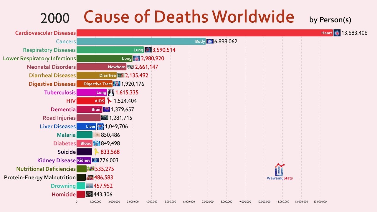 Top 20 Cause of Deaths Worldwide (1990-2018) - YouTube