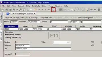 Unit4 Agresso ERP - General Ledger Journals via the Posting Screen Tutorial