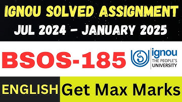 BSOS 185  solved assignment 2025 ll English Medium ll JAN25-JUL25