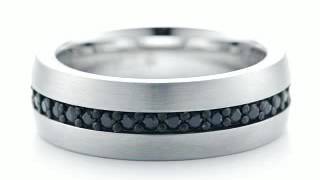 White Tungsten Black Sapphire Men's Band
