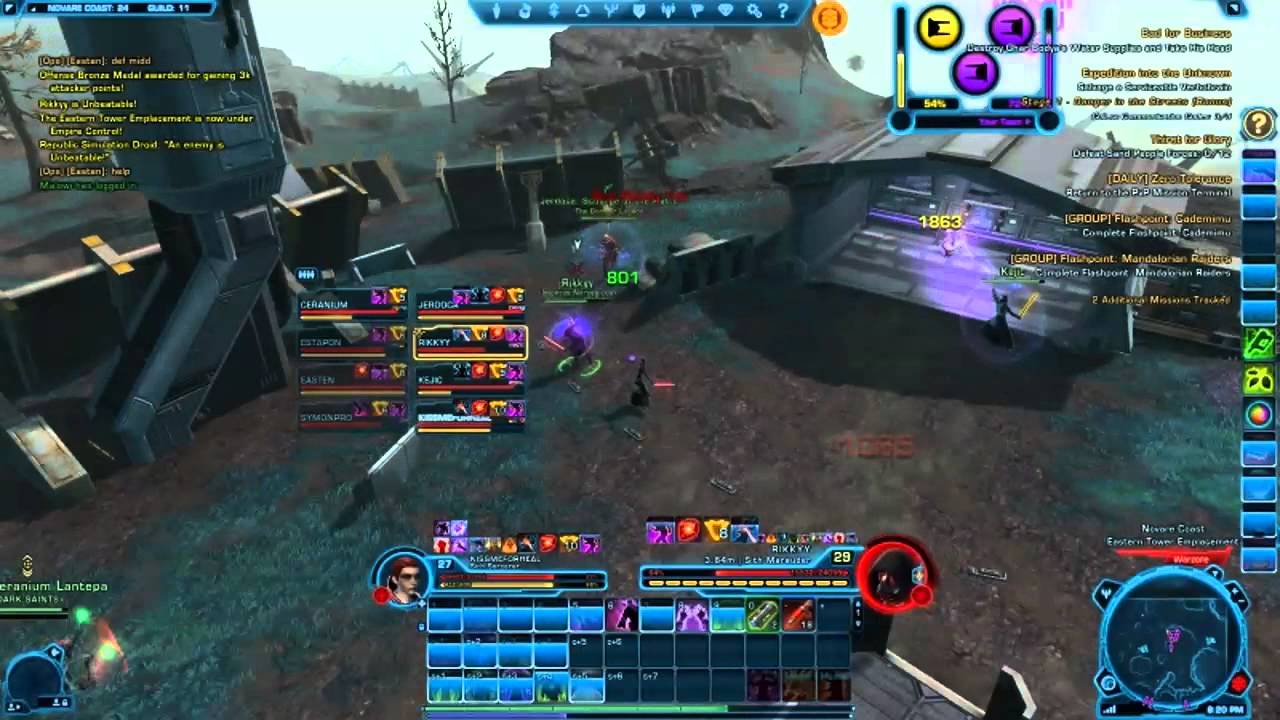 SWTOR PvP Novare Coast WZ Full - LVL 27 sorc healer. 0 Deaths