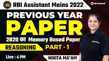 RBI Assistant Mains Reasoning Memory Based Paper 2020 | RBI Assistant Mains 2022 | Nikita Ma