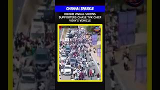 Drone Visual Shows Supporters Chase TVK Chief Vijay's Vehicle 2026 #shortsfeed