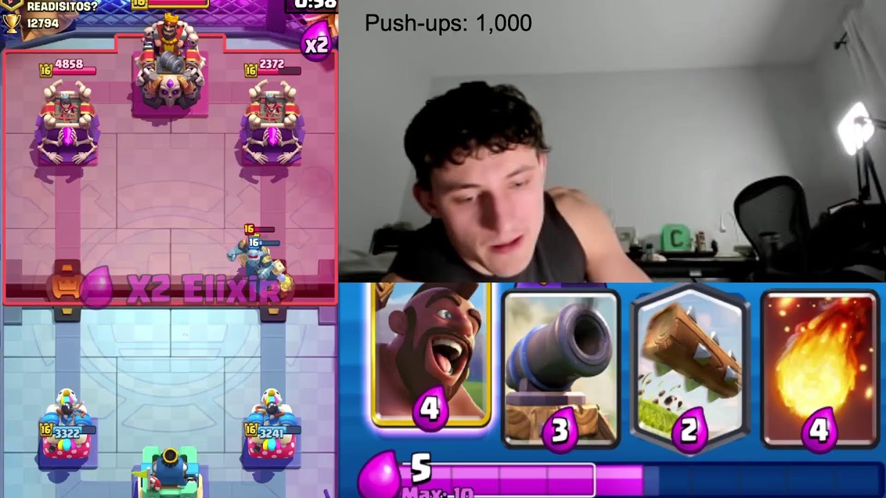 Clash Royale Stream Until I Do 1,000 Push-ups!