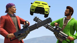 CRAZY MINIGUN DEFENSE DUEL! (GTA 5 Funny Moments)