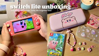 kirby themed nintendo switch lite unboxing 💗