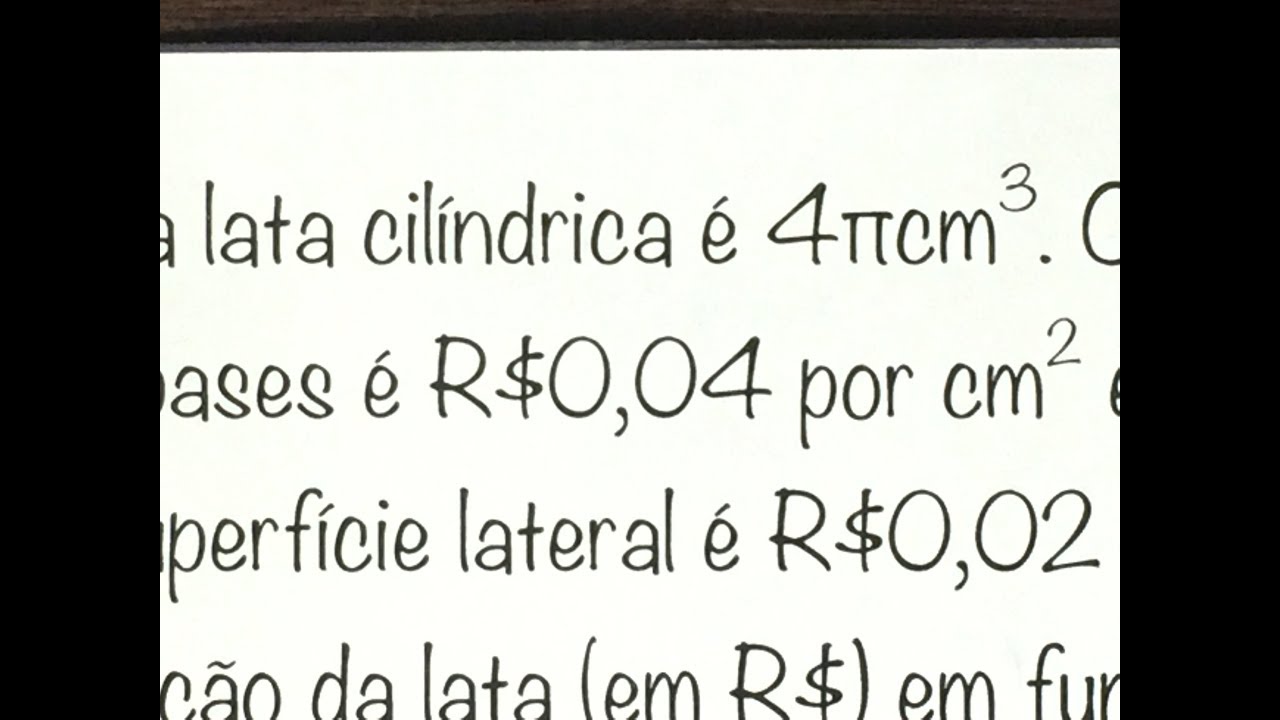 MFUNA | GmEXTRA - EsPCEX 1997 - Custo de fabricação de lata cilíndrica area of a trapezoid