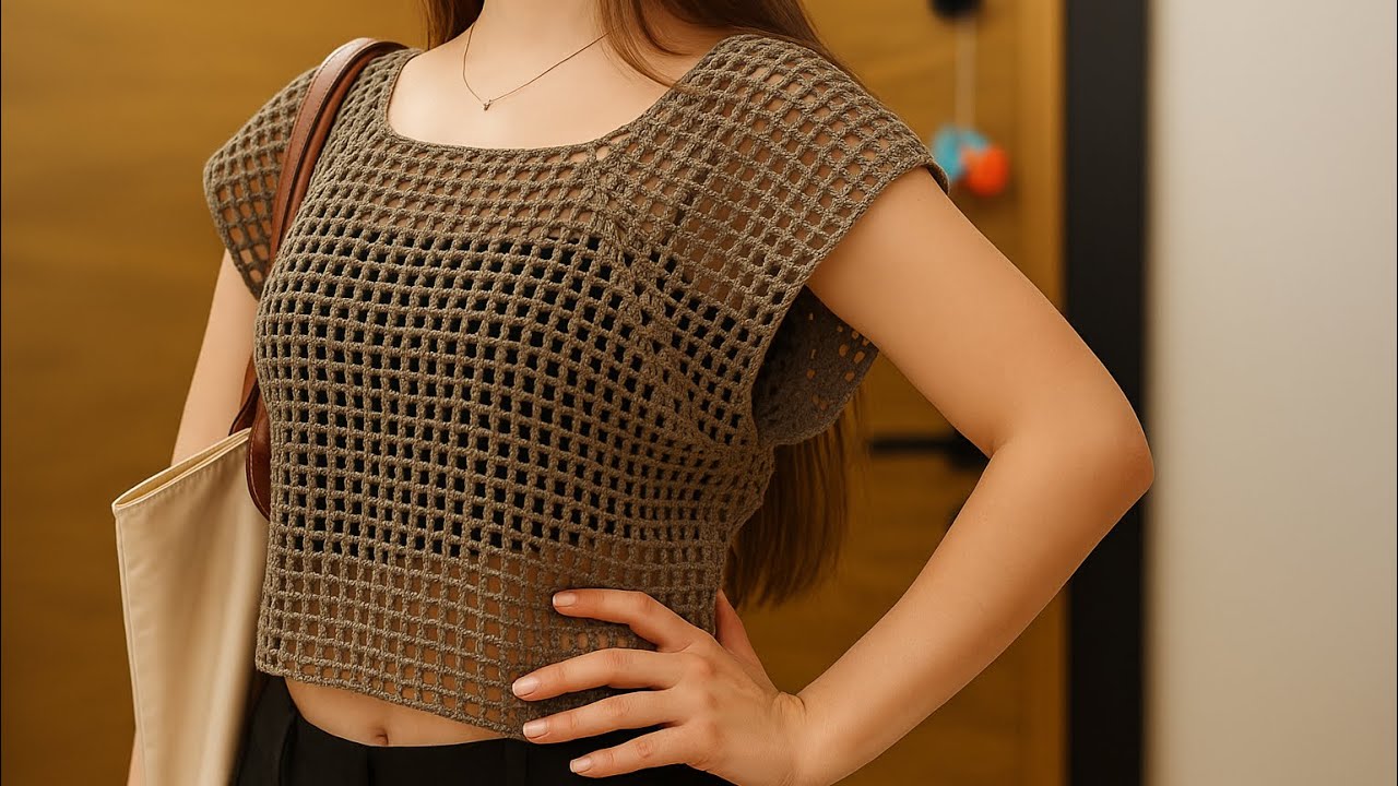 Yazlık Yakadan Başlanan File Bluz Tarifi / How to Crochet a Summer Mesh Blouse from the Top Down