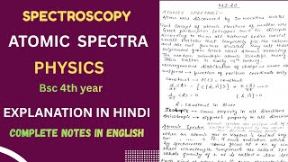 Bsc physics sem8 Atomic Spectra Explanation