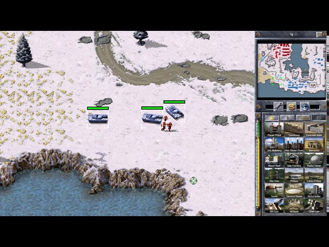 Tanks in Command & Conquer: Red Alert about to crush infantry.