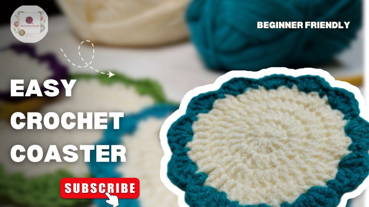 Soft crochet coaster with a beautiful shell edge 🧶 Beginner friendly & easy to follow 🤍 