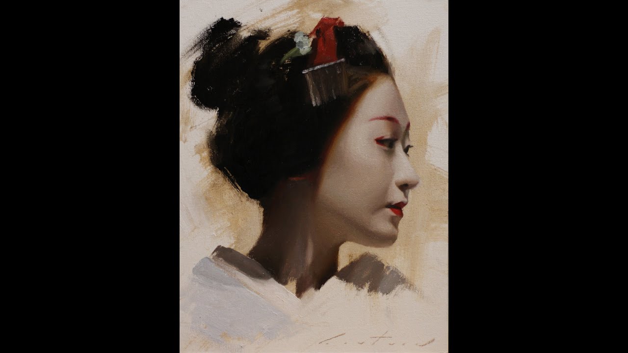 Geisha oil painting process (time-lapse) by Phil Couture