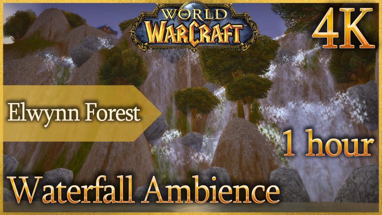 Waterfall Ambience - Elwynn Forest outside of Stormwind | 1 Hour Static View | 4K 60fps