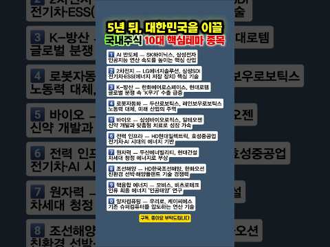 5년 뒤, 대한민국을 이끌 산업 TOP10